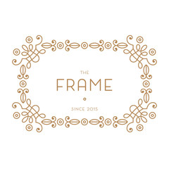 Geometric frame in trendy mono line style. For labels, Gold Color