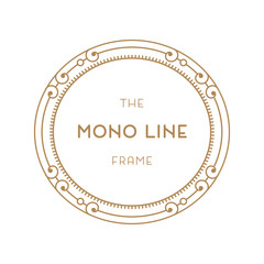 Geometric frame in trendy mono line style. For labels, Gold Color
