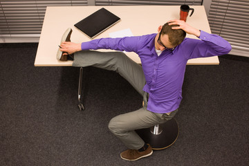 short break for exercises in office at workplace