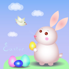Obraz na płótnie Canvas Easter rabbit and pigeon