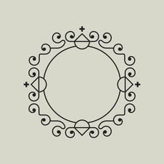 Geometric Vector Frame in Etno Floral minimal style.