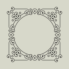 Geometric Vector Frame in Etno Floral minimal style.