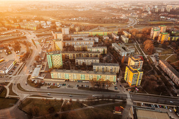 Aerial view of town center Lublin