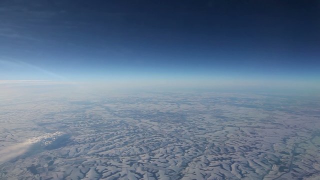 Aerial View landscape. Passenger's point of view