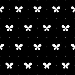 Seamless white and black pattern with butterflies