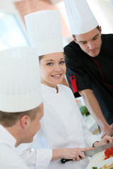 Portrait of girl in cooking training course