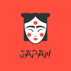 stylized vector illustration of a beautiful geisha girl face