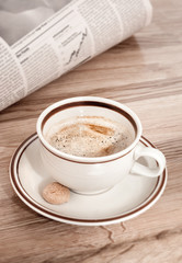 Coffee and morning newspaper
