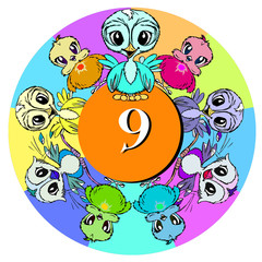 birds with number nine