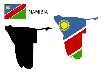 Namibia map and flag vector, Namibia map, Namibia flag