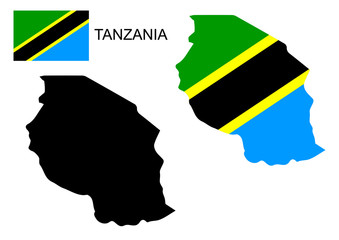 Tanzania map and flag vector, Tanzania map, Tanzania flag