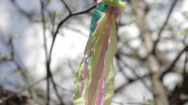 colored ribbons blowing in the wind