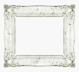 White marble frame. Crackle texture white stone frame.