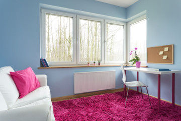 White and pink room