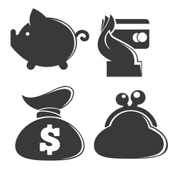 flat banking and money icons