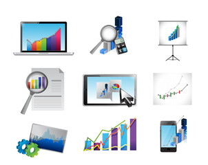 Fototapeta premium business reporting concept icon set illustration