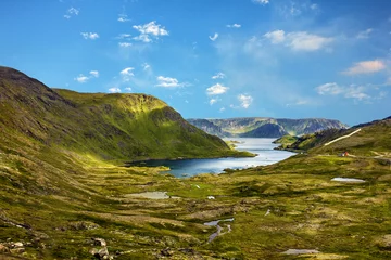 Fotobehang Mountain lake, North Cape, Honningsvag, Norway © Travel Faery