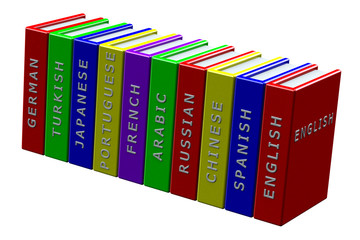 Naklejka premium Books languages isolated on white background