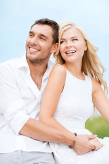 Fototapeta premium couple in shades at sea side
