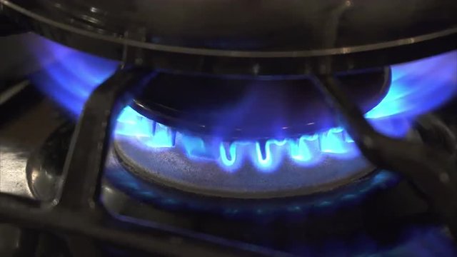 This is 4K footage of a gas stove burner.
