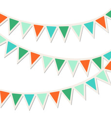 Obraz premium Set of multicolored flat buntings garlands isolated on white bac