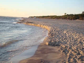 Deserted beach in the evening