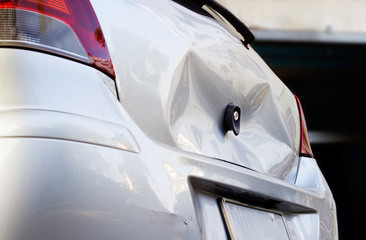 Car crash, be hollow on the body car , vibrant color light