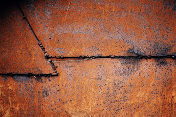 shabby rusty metal background with old cracked paint