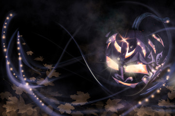 Halloween pumpkin with candle inside