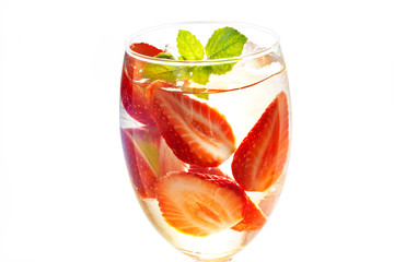 glass delicious refreshing drink of mix fruit, infusioned water