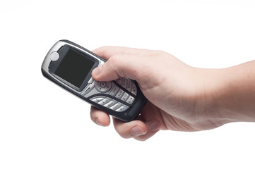 Simple black cellphone in hand