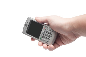 smart phone with qwerty keyboard in hand