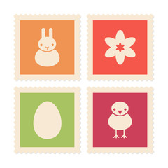 Easter symbols on postage stamps