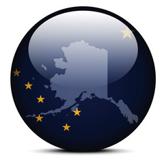 Map on flag button of USA Alaska State