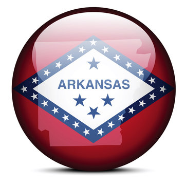 Map on flag button of USA Arkansas State