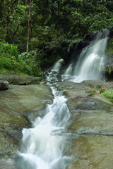 waterfall in the forest slow shutter speed portrait orientation 