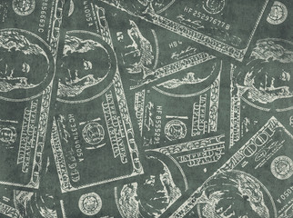 Grungy financial  background from hundred us dollar banknotes