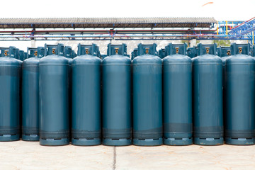 Many of the Gas bottles balloons with propane butane, in storage