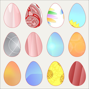 Set of easter colorful eggs-vector illustration