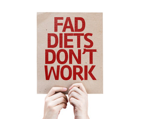 Fad Diets Don't Work card isolated on white background