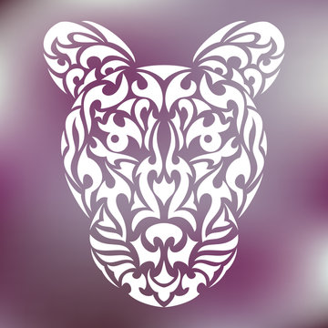 Leopard's head in tribal design for tattoo or print