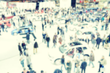 Blurred image of the International Geneva car show