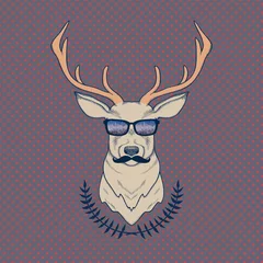Foto op Plexiglas Vector hand drawn colorful illustration of hipster deer © eireenz