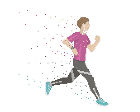 Pixel Art Runner With Swooshes