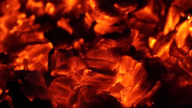 Flames and fiery coals filmed at 120fps.
