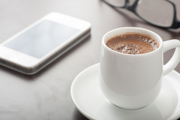 Fototapeta na wymiar Coffee and smart phone