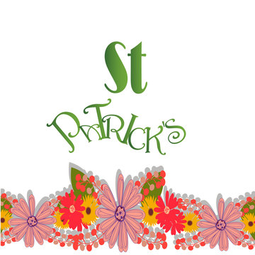 flowers in sain patricks day over white color background