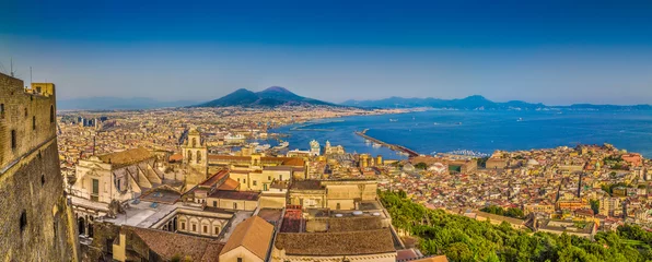 Stickers pour porte Naples Ville de Naples avec Mt. Vésuve au coucher du soleil, Campanie, Italie