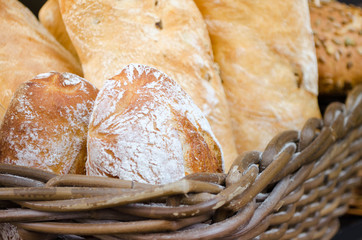 Fresh bread in the basket