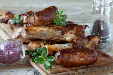 Roasted Spareribs And Sausages